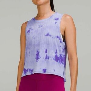 LULULEMON Rain Stripe Marble Dye Charged Indigo Train To Be Tank Top Size 10